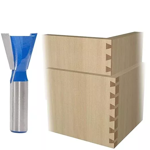 1-1/2” Dovetail Router Bit 1/2 Shank Half-Blind & Through Dovetail Bits Wood Joints Cutter Tool for Making Boxes Drawers Chests for Engraving Router planing Head Wood Cutter