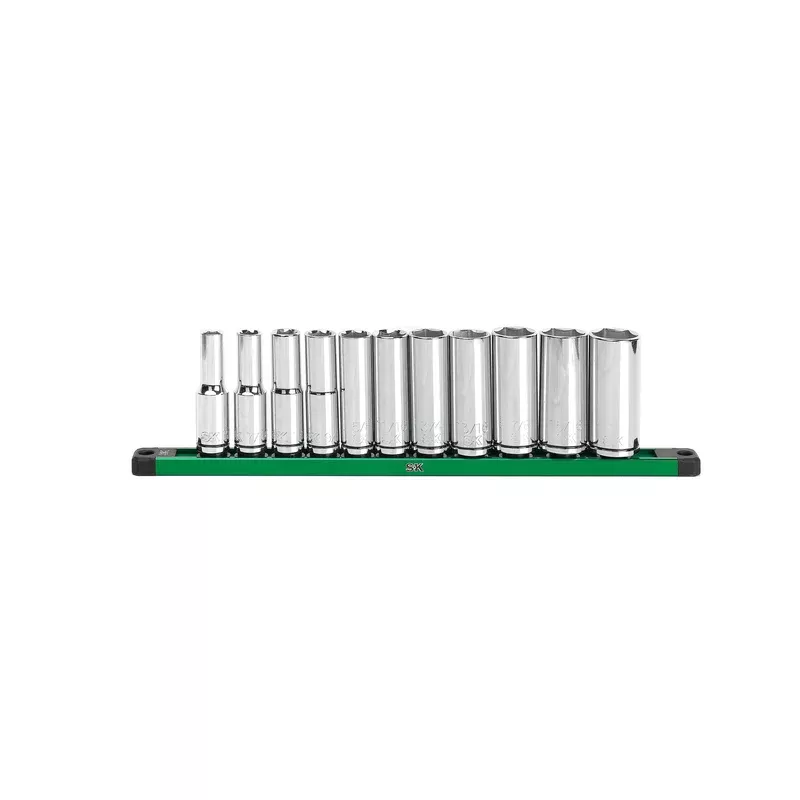 1/2″ Drive 11 Piece 6 Point SAE Deep Chrome Socket Set