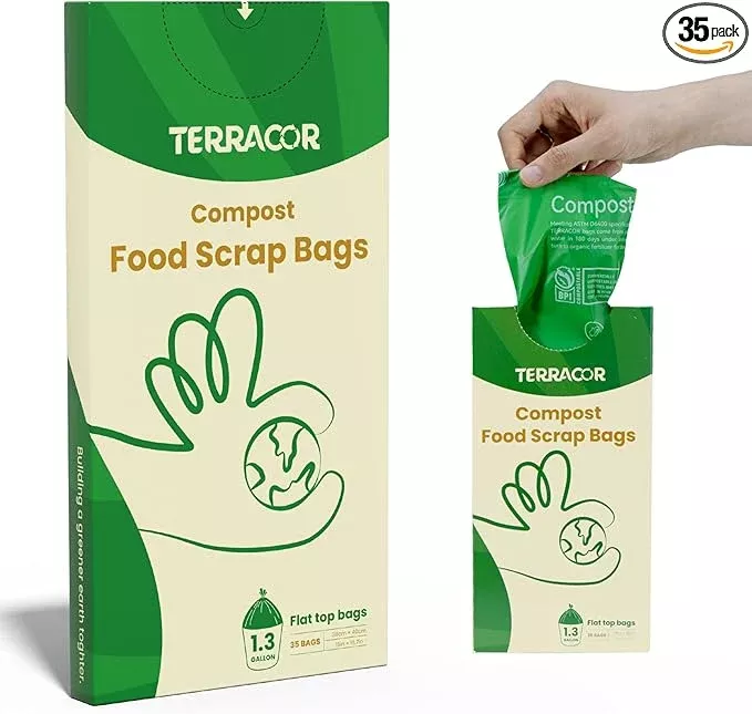 1.3 Gallon Compostable Trash Bags, 35 Bags Compost Bags for Countertop Bin, BPI Certified and Meet The ASTM D6400 Standard,Compostable Trash Bags in Dispenser Packs