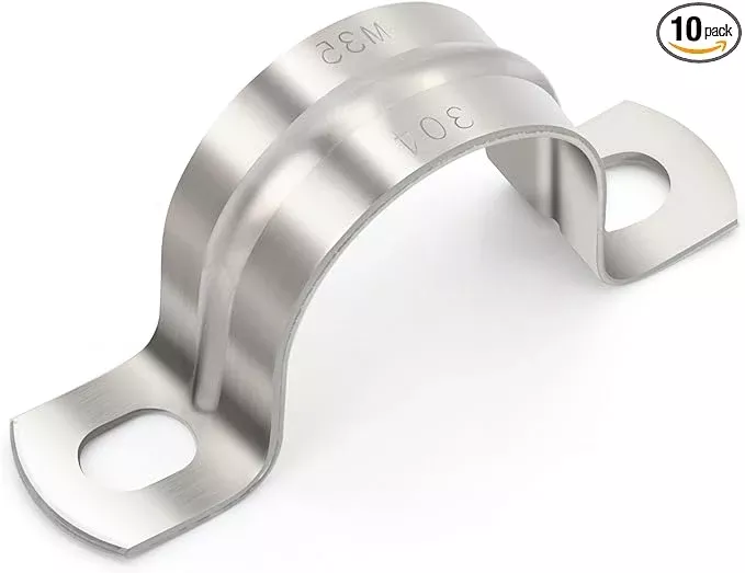 10 pcs 1-9/16" Conduit Clamp 304 SS Pipe Support U Bracket, Tube Clamps for Cable/Pipe, Heavy Duty Pipe Clamp | OD 1-9/16" | 10 pcs