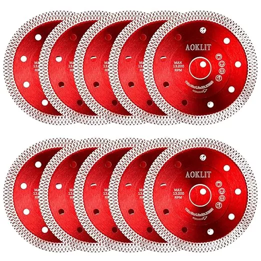 10 Pcs Diamond Saw Blades, 4-1/2 Inch Super Thin Tile Grinder Cutting Blade, Diamond Blade for Angle Grinder Cutting Porcelain Tile Granite Marbles