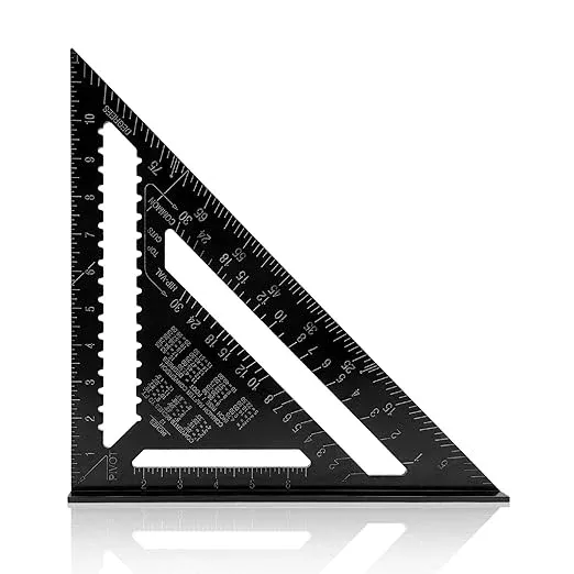 12 inch Rafter Square Aluminum Alloy Double Scale Triangle Ruler Angle Ruler Carpenter Triangle Square Rafter Tool Mensurement Tool for Woodworking and Carpentry