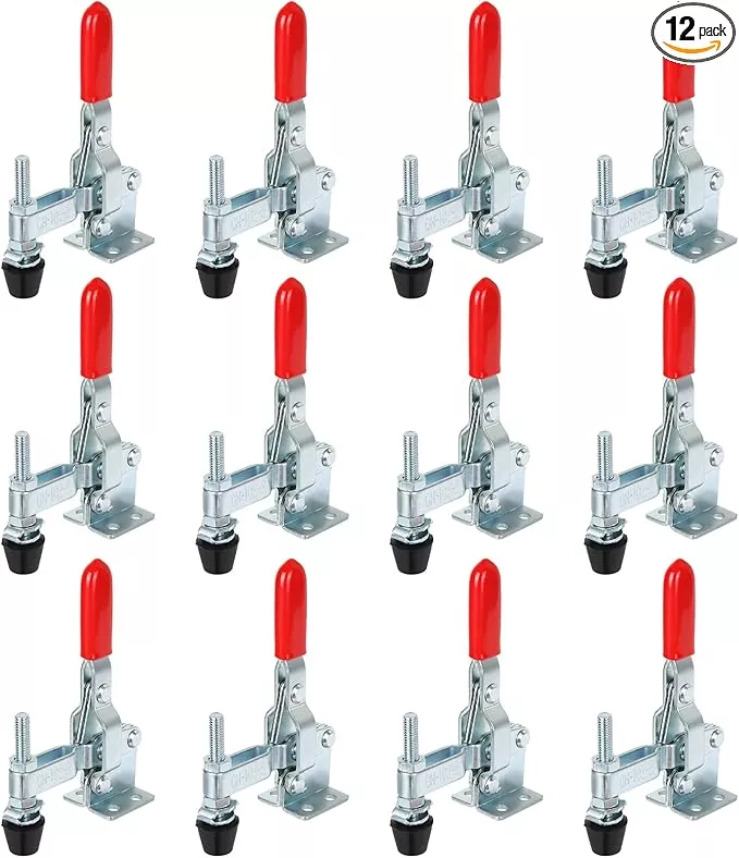 12 Pack Toggle Clamp, Adjustable Hold Down Clamps for Woodworking 200lb Holding Capacity 102-B Style Vertical Quick Release Toggle Clamps for Smokers, Doors, Cabinets, Tool Boxes