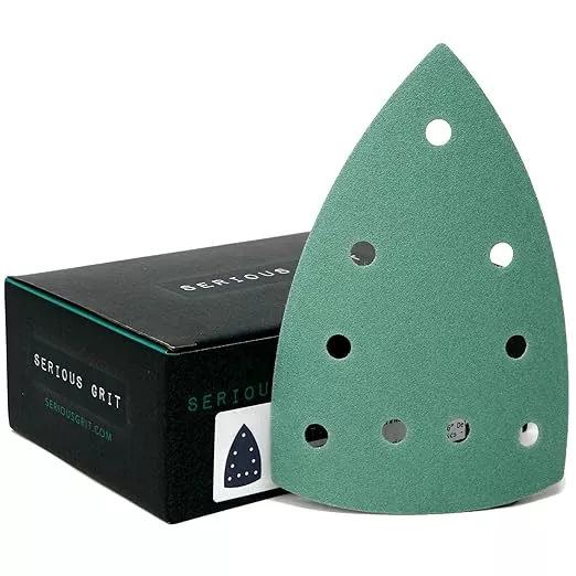 150 Grit 4" x 6" Delta (100mm x 150mm) Triangle Sanding Sheets - Fits Festool DTS 400 & Mirka DEOS Delta Sanders - Heavy-Duty Hook & Loop Film Sandpaper for Detail Sanders - 50 Pack Box