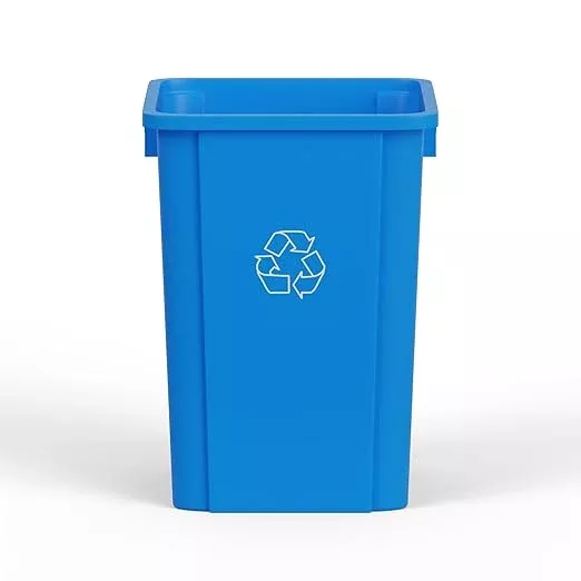 19 Gallon Blue Square Commercial Trash Garbage Can | Outdoor Office Restaurant School Kitchen