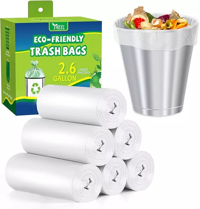 2.6-Gallon Small Trash bags: Clear Bathroom Trash Bags Small Garbage Bags for Bathroom Bedroom Office - 10L Mini Trash-Can-Liners (120 counts)