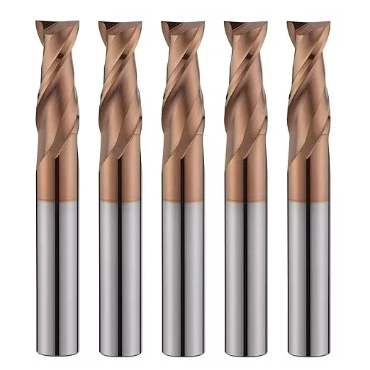 2 Flute 3/16" Carbide Square End Mill 5PCS Micrograin Milling Bits Sets TISIN Coating CNC Router Bit for Steel