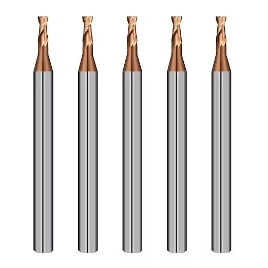 2 Flute 3/32" Carbide Square End Mill 5PCS Micrograin Milling Bits Sets TISIN Coating CNC Router Bit for Steel