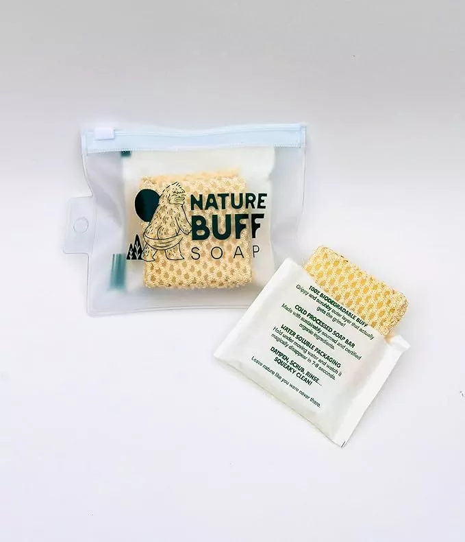 2-Pack Biodegradable Soap Unscented Travel-Sized Camping Soap Bars -All-In-One Backpacking Essentials Outdoor Recreation Soap Bar and Washcloth (Includes Travel Case)