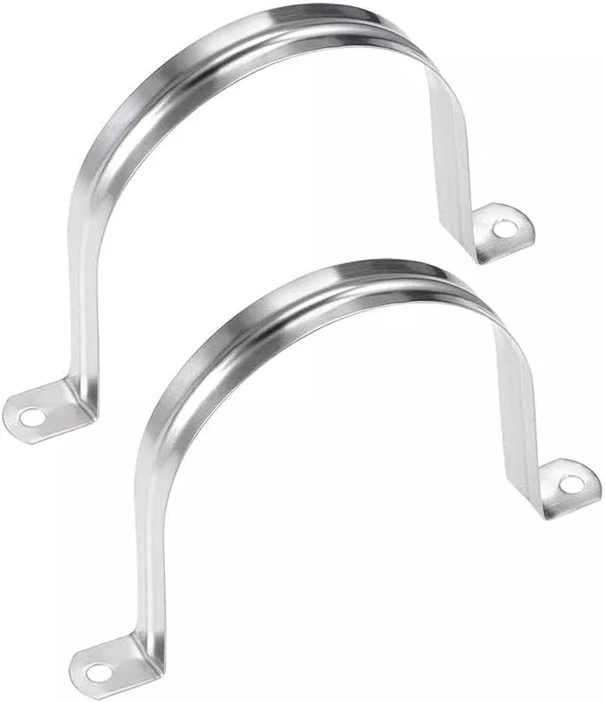 2 Pcs 5inch Rigid Pipe Strap,Two Hole Stainless Steel Strap U Bracket, Widened Tube Strap Tension Clip Assortment Kit Heavy Duty Pipe Clamp（133mm）