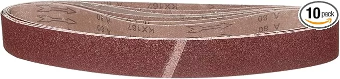 2 x 42 Inch Sanding Belt, 10 Pcs 80 Grit Knife Sharpener Belts Work Sharpening for Belt Sander Knife Carving Tool Metal Working