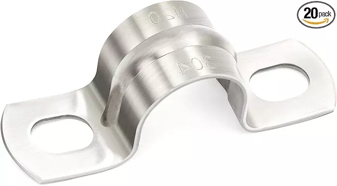 20 pcs 5/16" Conduit Clamp Two Hole U Bracket, Pipe Bracket Heavy Duty for Pipe/Electrical Conduit | OD 5/16" | 20 pcs