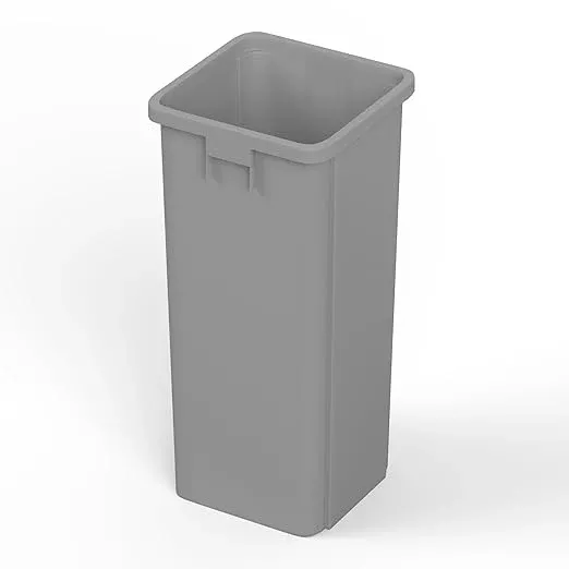 23 Gallon Gray Square Commercial Trash Garbage Can | Outdoor Office Restaurant School Kitchen
