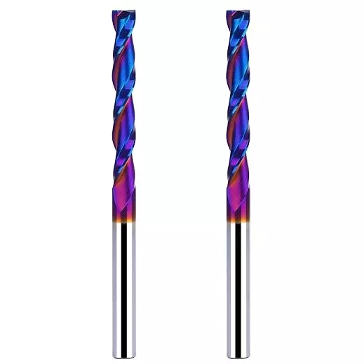 2PCS 1/4 Upcut Spiral Router Bit 1/4 Inch Shank 2 inch Cutting Length with Extra Long Life Coating CNC Router Bits End Mill for Wood Cutting, Slot Mortise, Engraving