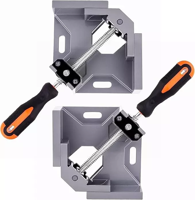 2pcs Corner Clamp - Right Angle 90 Degree Wood Clamps For Woodworking, With Adjustable Swing Jaw Aluminum Alloy Frame, For Welding, DIY Woodworking