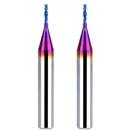 2PCS Downcut Spiral Router Bit 1/4 Inch Shank 1/16 Inch Cutting Diameter 1/4 inch Cutting Length with Extra Long Life Coating CNC Router Bits End Mill for Wood Cutting, Slot Mortise, Engraving
