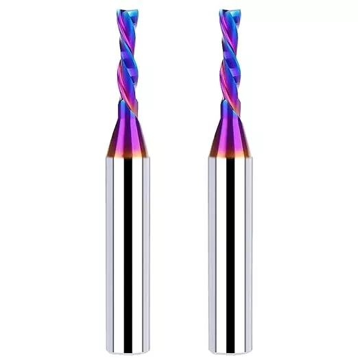 2PCS Downcut Spiral Router Bit 1/4 Inch Shank 1/8 Inch Cutting Diameter 1/2 Inch Cutting Length with Extra Long Life Coating CNC Router Bits End Mill for Wood Cutting, Slot Mortise, Engraving