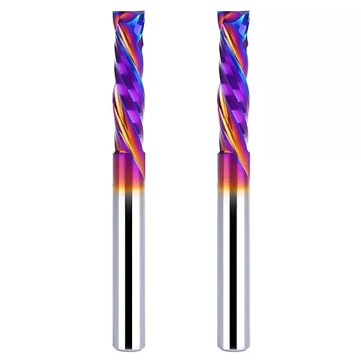 2PCS Up & Down Cut Spiral Router Bit 1/4 Inch Shank 1/4 Inch Cutting Diameter, Coating CNC Router Bits End Mill for Wood Cutting, Slot Mortise, Engraving