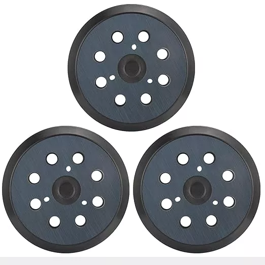 3 Pack 5" 8 Hole Hook & Loop Replacement Sander Pads Compatible with Makita Orbital Sander BO5010 BO5030K BO5031K BO5041K, Replacement Parts #743081-8/743051-7 (3 Screw Holes Sander Pads