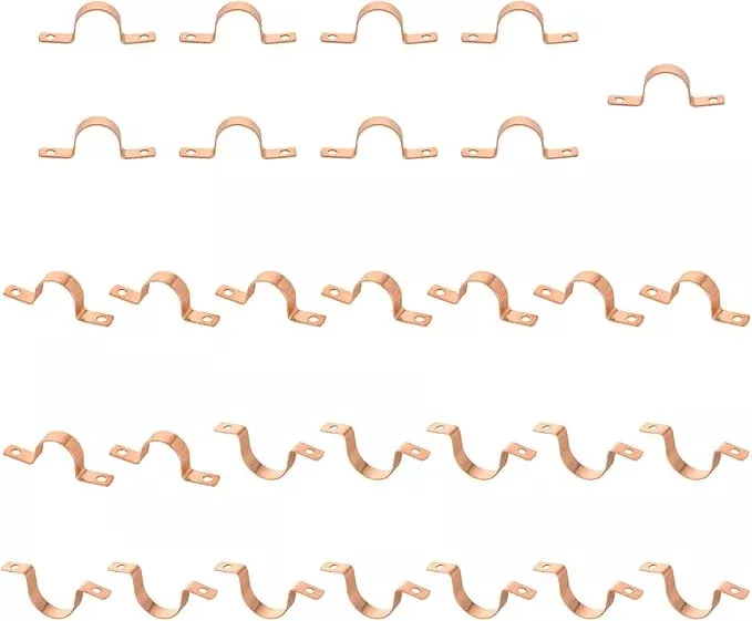 30-PACK GUOFIS 3/4Inch C x 3/4Inch C Copper Pipe Straps Clamp with Two Holes, Two-Hole Clamps Mount for Residential, Commercial(COPPER024)