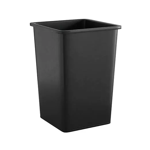 35 Gallon Black Square Commercial Trash Can