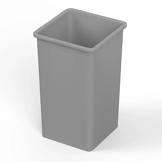 35 Gallon Gray Square Commercial Trash Garbage Can | Outdoor Office Restaurant School Kitchen