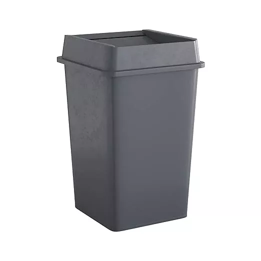 35 Gallon Grey Square Commercial Trash Can with Lid