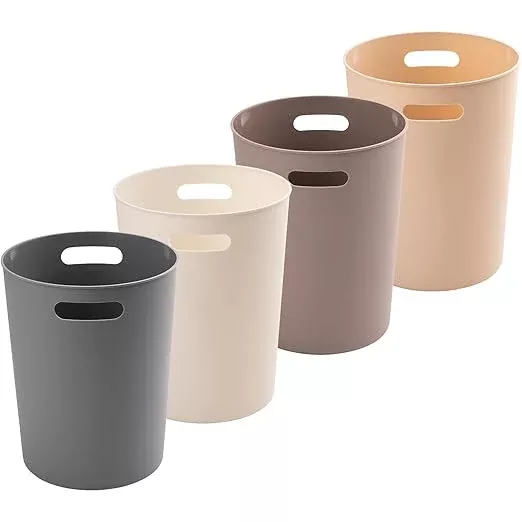 4 Pack Small Trash Can for Bathroom - 3 Gallon/12-Liter Wastebasket, Round Plastic Garbage Container Bin for Bedroom Office White.
