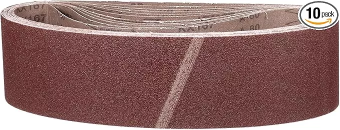 4 x 36 Inch Sanding Belt, 10 Pcs 80 Grit Knife Sharpener Belts Work Sharpening for Belt Sander Knife Carving Tool Metal Working