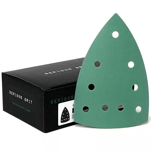 400 Grit 4" x 6" Delta (100mm x 150mm) Triangle Sanding Sheets - Fits Festool DTS 400 & Mirka DEOS Delta Sanders - Heavy-Duty Hook & Loop Film Sandpaper for Detail Sanders - 50 Pack Box
