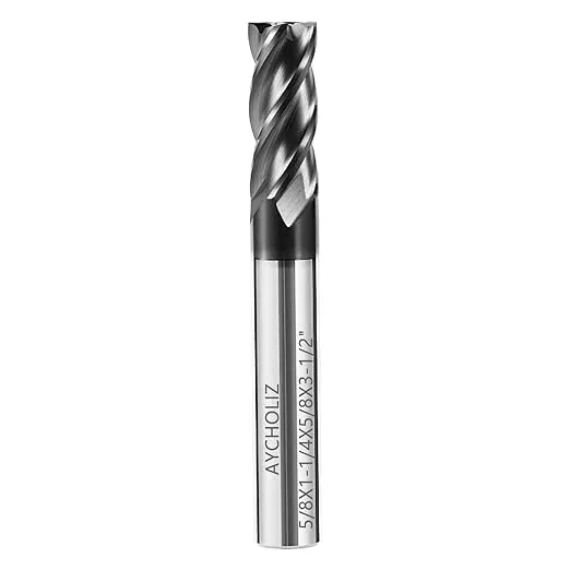 5/8" Carbide End Mill Bits Set for Alloy & Hardened Steels - Hrc55 Micro Grain, 4-Flute Milling Cutter with AlTiN Coating, CNC Router Bits, High-Performance Milling Bits