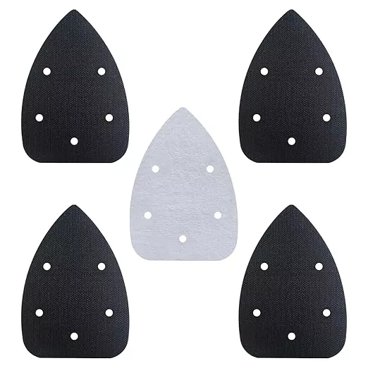 5 Pack Mouse Detail Sanding Interface Pads 5 Holes, Hook and Loop Mouse Sander Triangle Sanding Pads, Foam Pads for Detail Sander 140mm*100mm