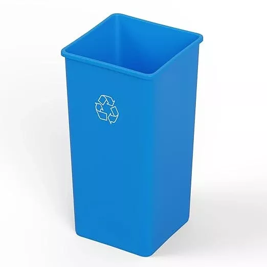50 Gallon Blue Square Commercial Trash Garbage Can | Outdoor Office Restaurant School Kitchen