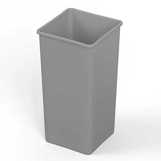 50 Gallon Gray Square Commercial Trash Garbage Can | Outdoor Office Restaurant School Kitchen
