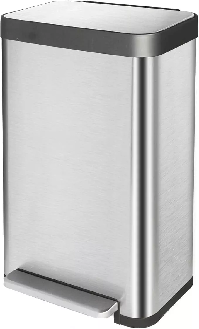 50 Liter / 13 Gallon Trash Can, Fingerprint Proof Stainless Steel Kitchen Trash Can with Removable Inner Bucket, Step Trash Bin for Home Offices and Public Areas