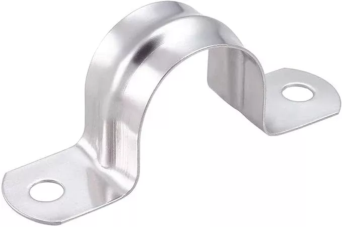 50 Pcs 1/2inch Rigid Pipe Strap,Two Hole Stainless Steel Strap U Bracket, Widened Tube Strap Tension Clip Assortment Kit Heavy Duty Pipe Clamp（20mm）