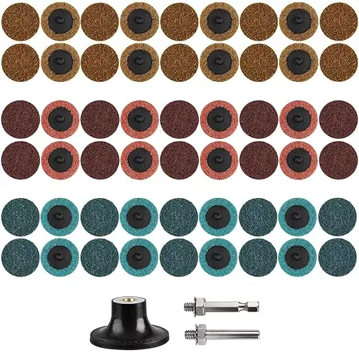 57Pcs 2 Inch Quick Change Sanding Discs Nylon Surface Conditioning Discs with 1/4" Roll Lock Holder for Die Grinder - Ideal for Surface Prep Grinding Polishing Deburring Rust & Paint Removal