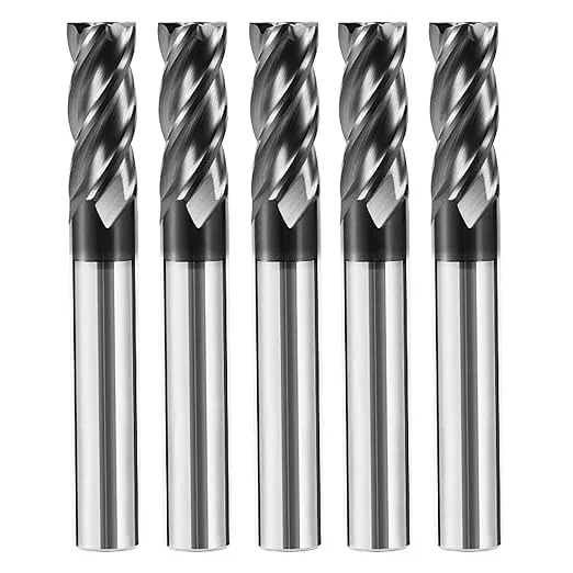 5pcs 3/16" Carbide Square End Mill Bits Set for Alloy Stees/Hardened Steels,Hrc55 Micro Grain Carbide Milling Cutter 4Flute CNC Router Bits with AlTiN Coating