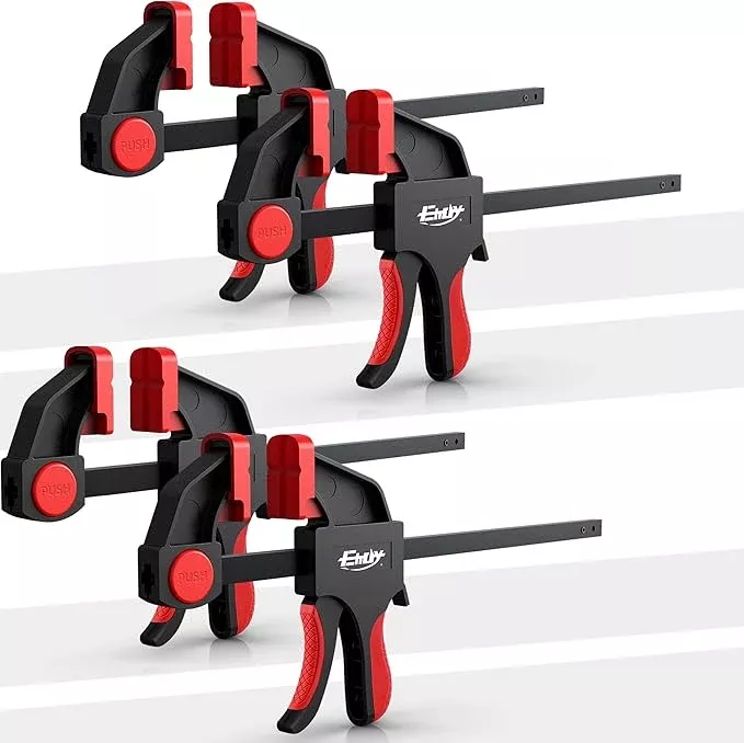 6" Bar Clamps for Woodworking, 4-Piece One-Handed Clamp/Spreader, Light-Duty Quick-Change F Clamp with 170 lbs Load Limit