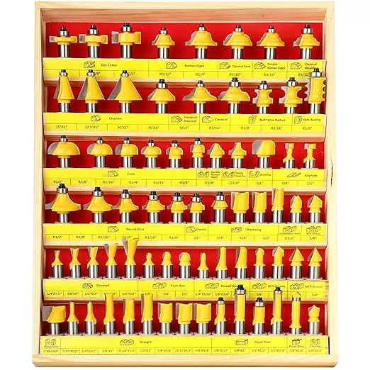 70PCS 1/2 Inch Shank Router Bit Set Door Window Bites with Tungsten Carbide Tips for Use On Wood, Metal, Plastic