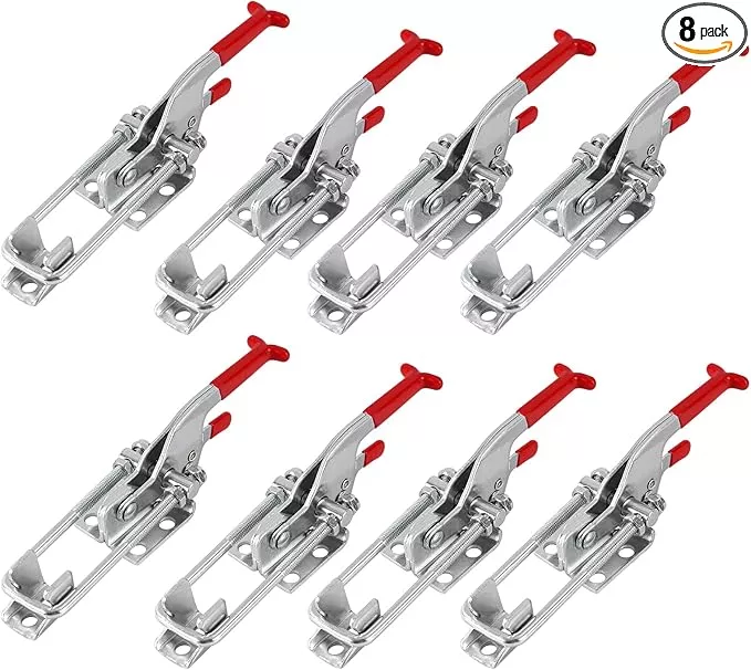 8 Pack Heavy Duty Toggle Clamp Latches 431 Type, 2000Lbs Holding Capacity Adjustable Latch U Bolt Self Lock Toggle Latch Smoker Lid Latch for Tire Carrier Latch Trailer Latch Door Latch Hardware