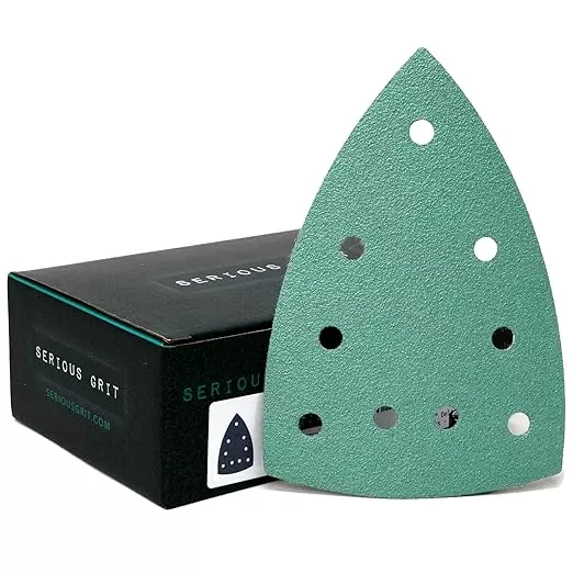 80 Grit 4" x 6" Delta (100mm x 150mm) Triangle Sanding Sheets - Fits Festool DTS 400 & Mirka DEOS Delta Sanders - Heavy-Duty Hook & Loop Film Sandpaper for Detail Sanders - 50 Pack Box