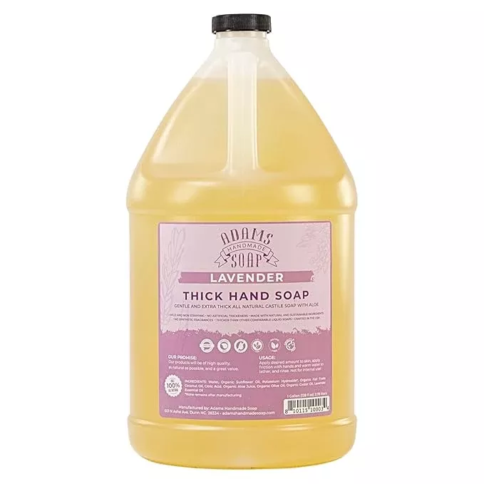Adams Handmade Soap Thick Organic Castile Liquid Hand Soap 1 Gallon Refill - Lavender