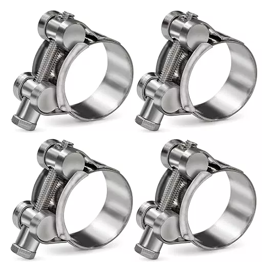 AKIHISA 4 Pack 48-51mm ID Range T-Bolt Hose Clamp,304 Stainless Steel Heavy Duty Pipe Strap Clamp