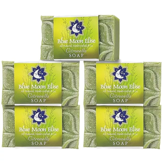 All Natural Citronella Soap Bars, Scented with Premium Citronella Essential Oils, Handmade in the USA, A Must-Have Outdoors and Camping Soap (5 pack)