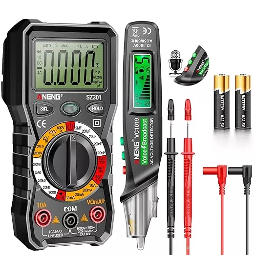 ANENG Multimeter Tester,Non Contact Voltage Tester,Amp Ohm Volt Meter,Voice Broadcast Voltage Tester Pen,Measures Current, AC/DC Voltage,Capacitance, Resistance, Continuity Diodes Electrical Tools