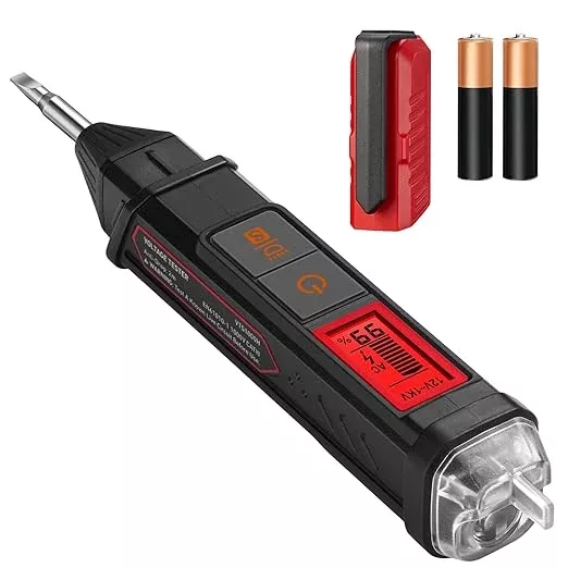 AstroAI VTS1000H Voltage Tester with Screwdriver, Non-Contact Electrical Tester, Dual Range AC 12V/70V-1000V, Live Wire Test, Wire Breakpoint Finder, Audible Alarm, LCD Percentage Display, Orange