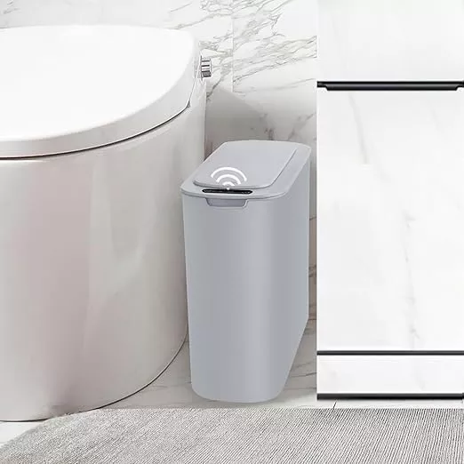 Automatic Motion Sensor Bathroom Trash Can with Lid, 2.6 Gallon Touchless Trash Bin, Smart Garbage Can Plastic Slim Wastebasket for Bedroom, Office, Dorm (Green)