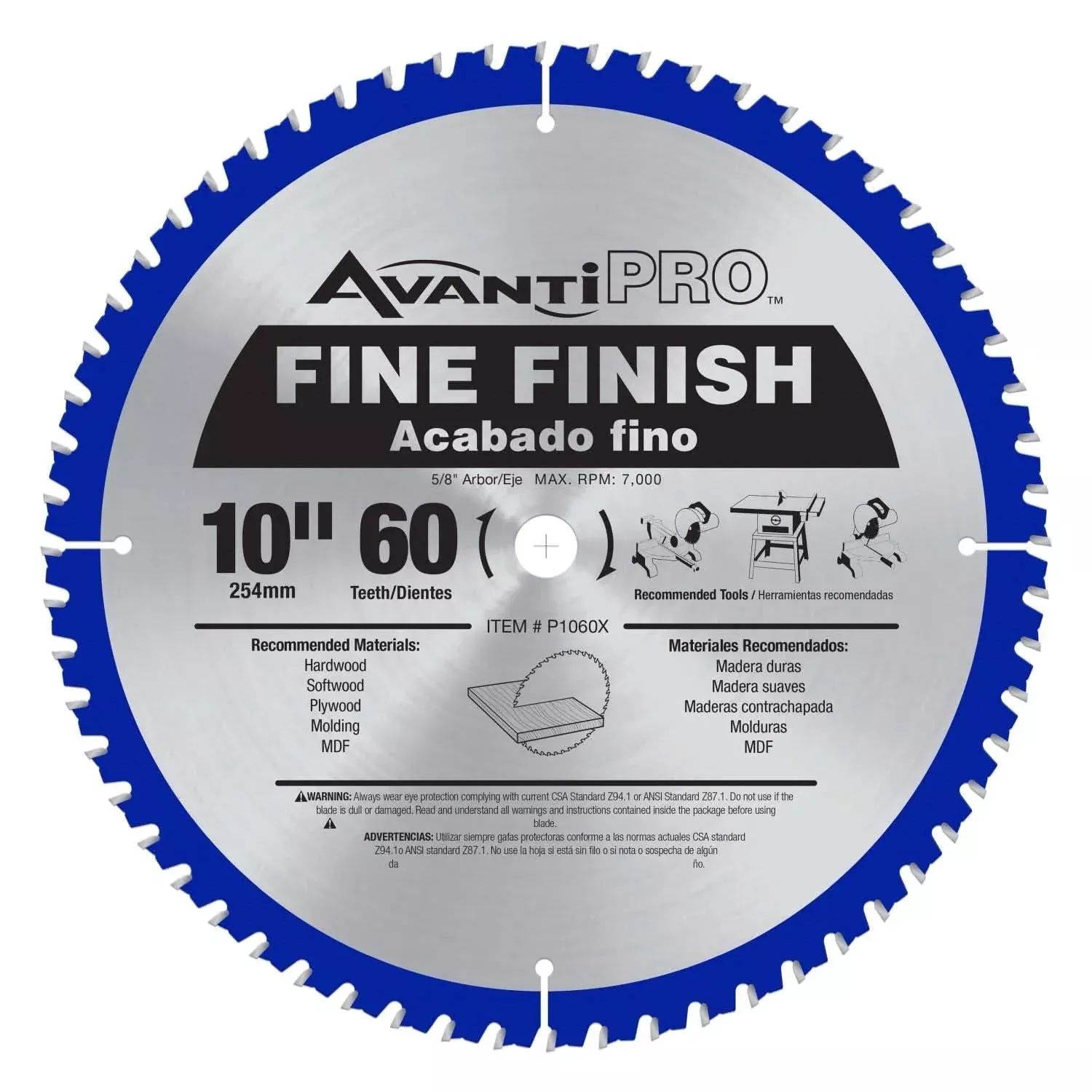 Avanti P1060X PRO 10 in. x 60-ToothFine Finish Saw Blade