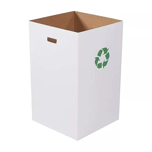 AVIDITI Cardboard Trash Cans and Recycling Bins, 40 Gallon 18"L x 18"W x 30"H (10-Pack) Reusable or Disposable Pop Up Garbage Boxes for Parties, Outdoor Events, Heavy Duty, Recycle